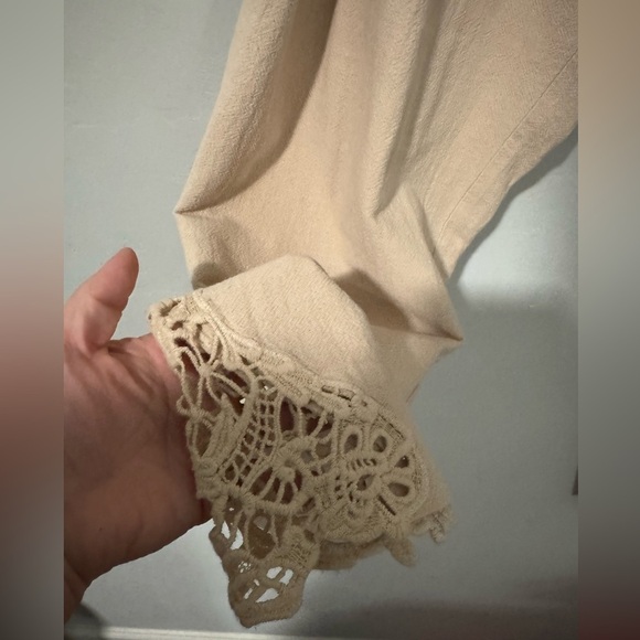 Soft Surroundings - Tan Pants with lace cuffs - Picture 3 of 6